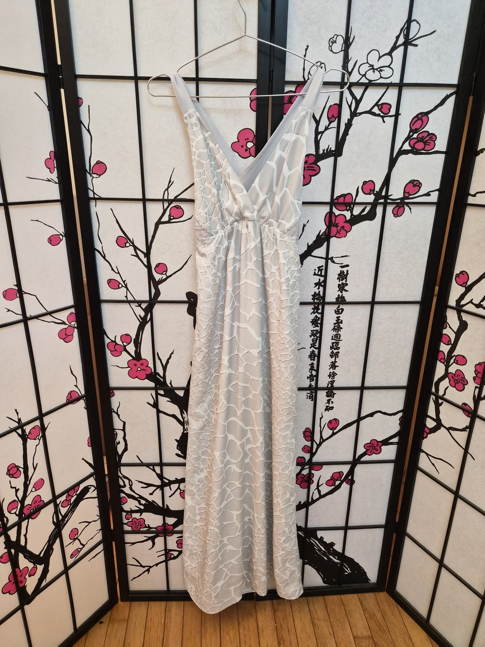Armani Exchange Maxi Dress Silver Gray Geometric Formal